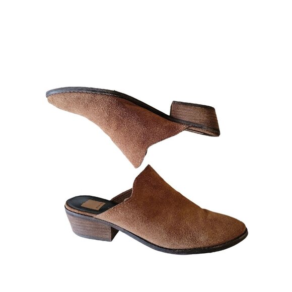 Dolce Vita Tan Shyann Suede Leather Mules Size 9.5 - Picture 4 of 9